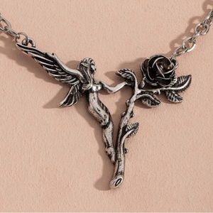 Idyllic Elf Pixie Fairy Sprite Blooming Rose Charming Dreamy Enchanting Necklace